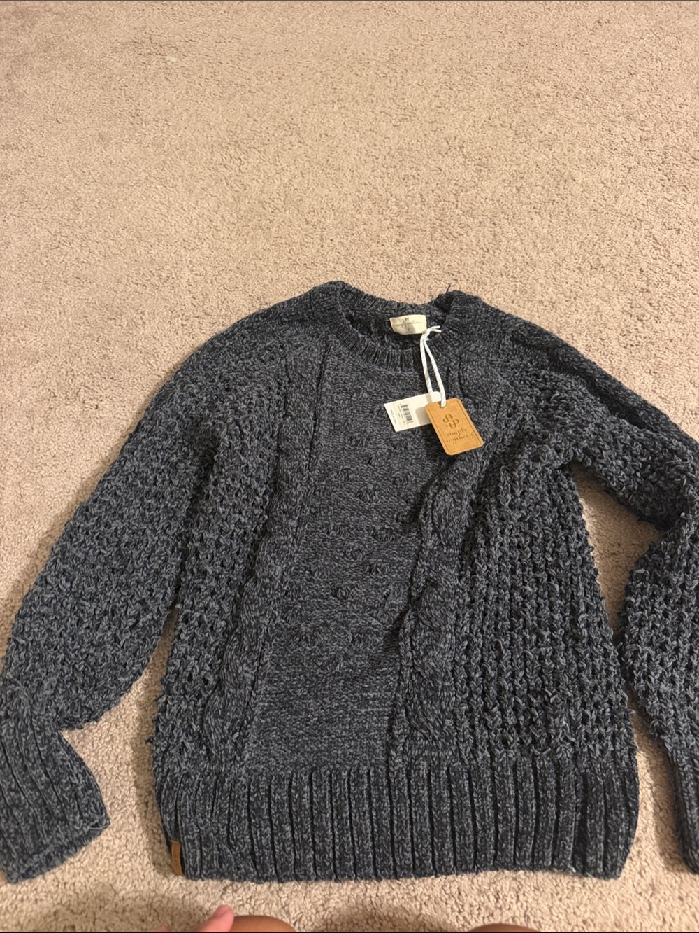 Simply southern Cozy Chunky Knit Crewneck Sweater - Dark Gray